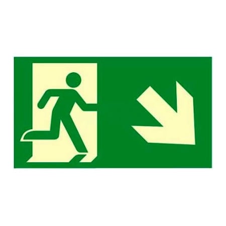 American Permalight Photoluminescent "Man Right/ Arrow Right Down" NYC Mea-Listed Aluminum Sign 86-60157F